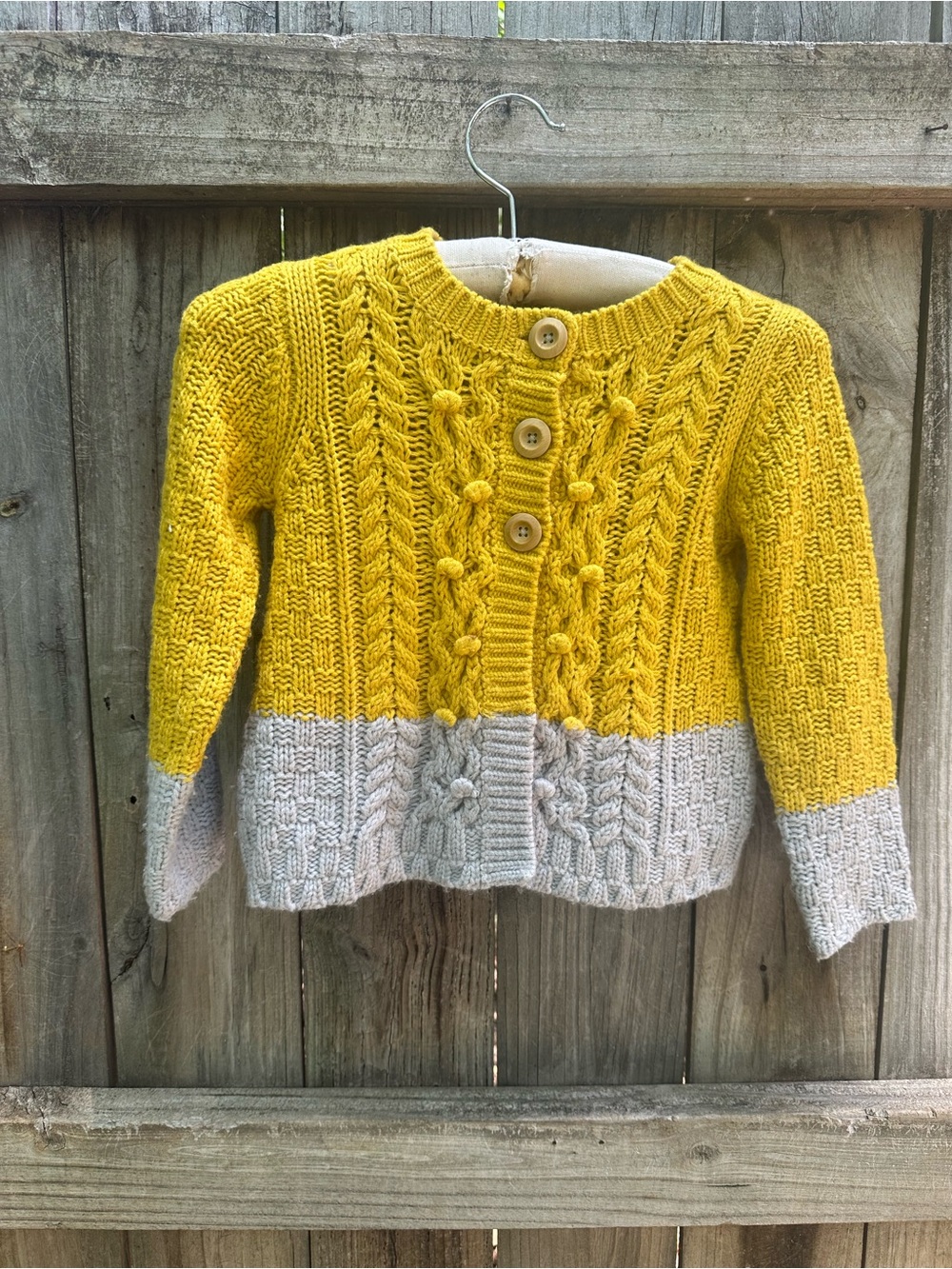 Mini Boden yellow and grey cardigan sweater